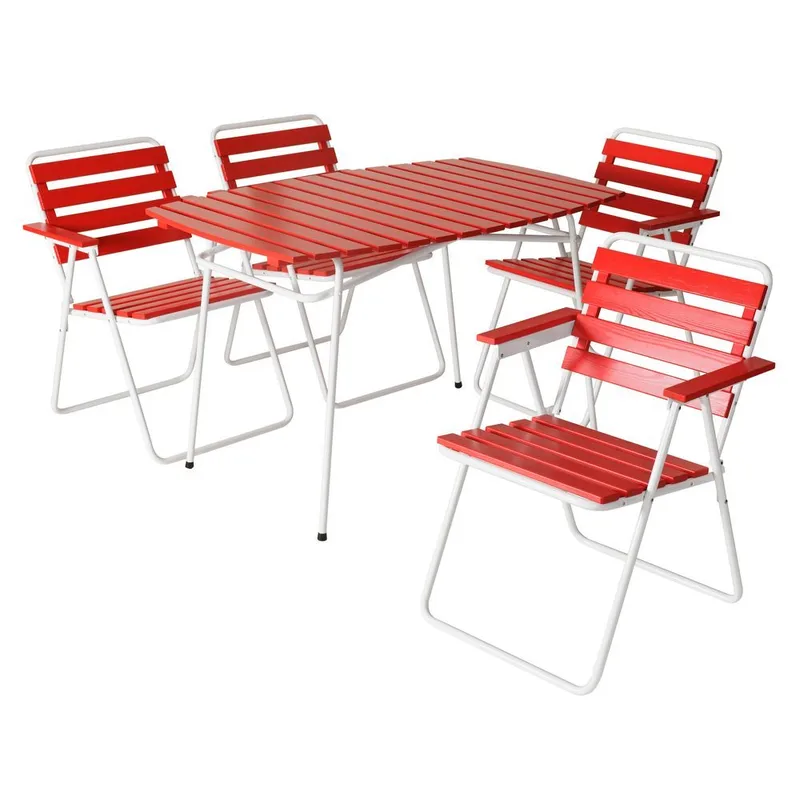 Bordsgruppset Varax Retro 403 + 4 st 305 Vit/Röd, Vit/Röd