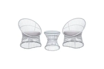 Cafeset Mesyna Vit/Beige - Vit/Beige - Utemöbler - Balkong - Balkongmöbler - Balkonggrupp & balkongset