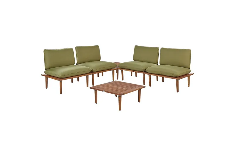 Loungegrupp med bord Frascati Grönt/ljust trä, 4-Sits - Grönt/ljust trä, 4-Sits - Utemöbler - Loungemöbler - Soffgrupp utomhus