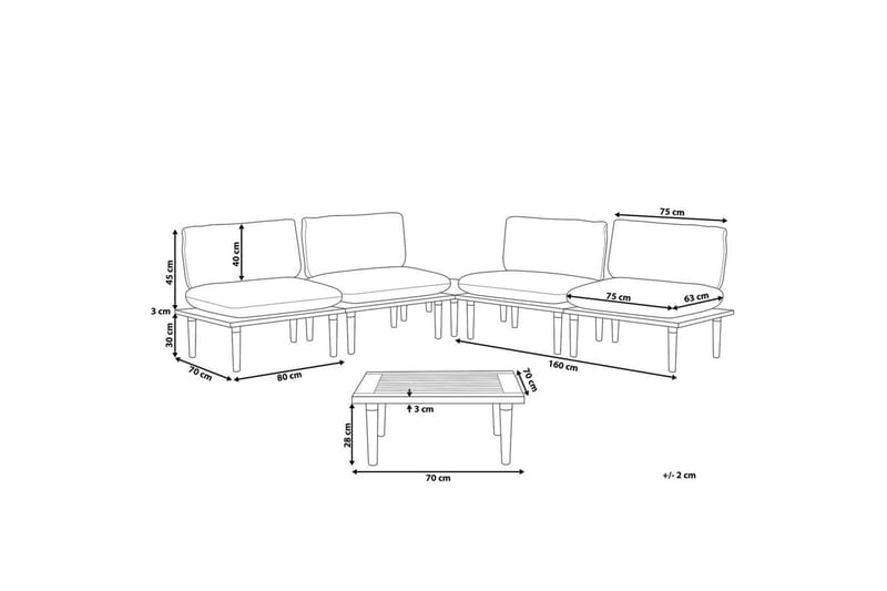 Loungegrupp med bord Frascati Grönt/ljust trä, 4-Sits - Grönt/ljust trä, 4-Sits - Utemöbler - Loungemöbler - Soffgrupp utomhus