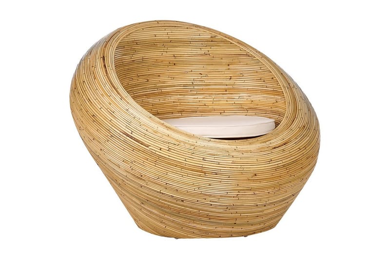Maiori Rund Rottingfåtölj i Tyg, Beige