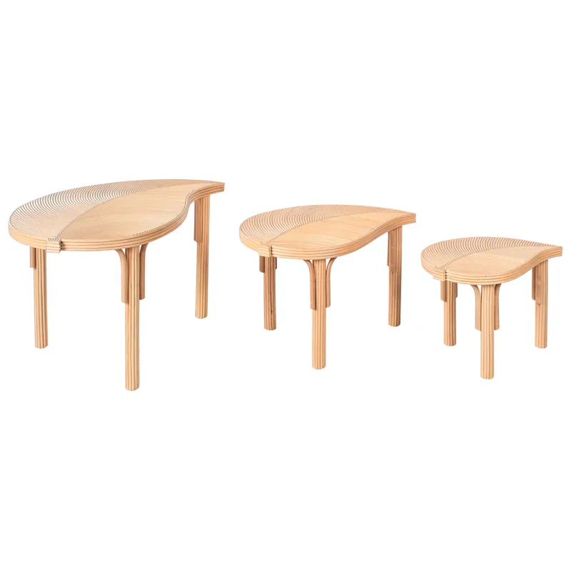 Set med 3 Soffbord utomhus Paralia Rotting - Naturlig/Beige - Utemöbler - Balkong - Balkongmöbler - Balkongbord