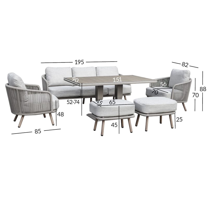 Trädgårdsmöbelset Bränor 6 delar - beige - Utemöbler - Balkong - Balkongmöbler - Balkonggrupp & balkongset
