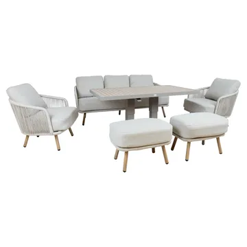 Trädgårdsmöbelset Bränor 6 delar - beige - Utemöbler - Balkong - Balkongmöbler - Balkonggrupp & balkongset