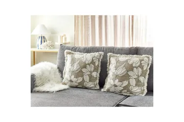 Prydnadskuddar Cyanotis set om 2 Vit/Grön - Vit/Grön - Textil & mattor - Filtar, kuddar & plädar - Utekudde