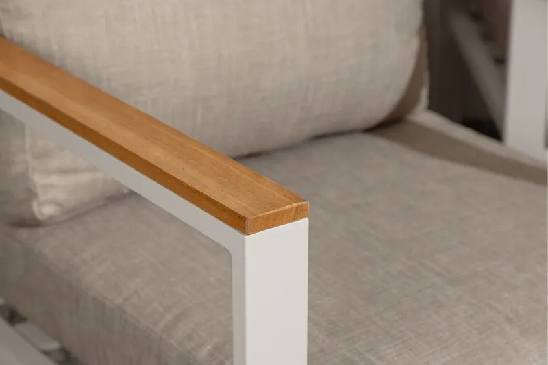 Aspvik Soffgrupp Utomhus 5-sits Aluminium - Mörk Beige / Vit - Utemöbler - Loungemöbler - Soffgrupp utomhus