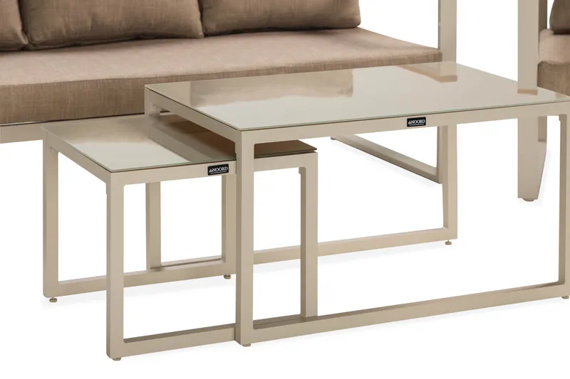 Aspvik Soffgrupp Utomhus 5-sits Aluminium - Mörk Beige / Vit - Utemöbler - Loungemöbler - Soffgrupp utomhus