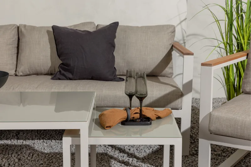 Aspvik Soffgrupp Utomhus 5-sits Aluminium - Mörk Beige / Vit - Utemöbler - Loungemöbler - Soffgrupp utomhus