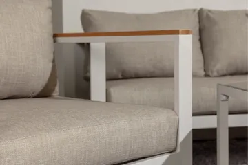 Aspvik Soffgrupp Utomhus 5-sits Aluminium - Mörk Beige / Vit - Utemöbler - Loungemöbler - Soffgrupp utomhus