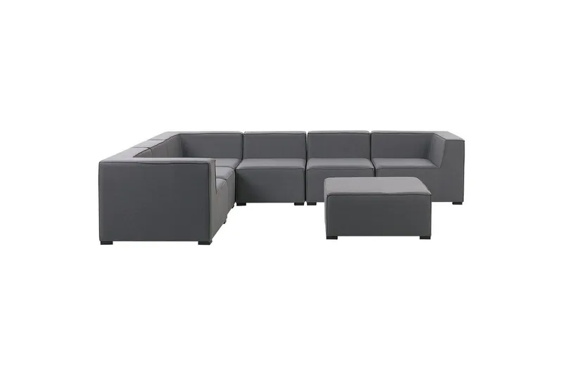 Hörnsoffa med fotpall Arezzo Mörkgrå/svart, Högervänd - Mörkgrå/svart, Högervänd - Utemöbler - Loungemöbler - Soffgrupp utomhus