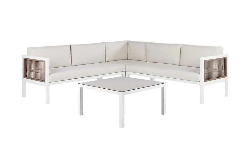 Loungegrupp Utomhus vit/brun BORELLO, Vit