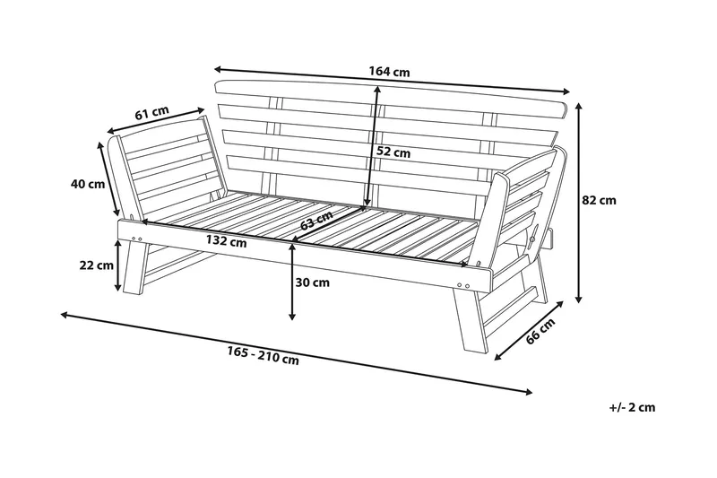 Portici Trädgårdssoffa 210 cm - Trä/Natur - Utemöbler - Loungemöbler - Loungesoffa