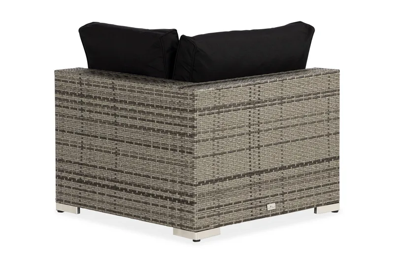 Bahamas Hörnmodul utomhus i konstrotting - Grå / Svarta dynor - Utemöbler - Loungemöbler - Modulsoffa utomhus - Hörnmodul utesoffa