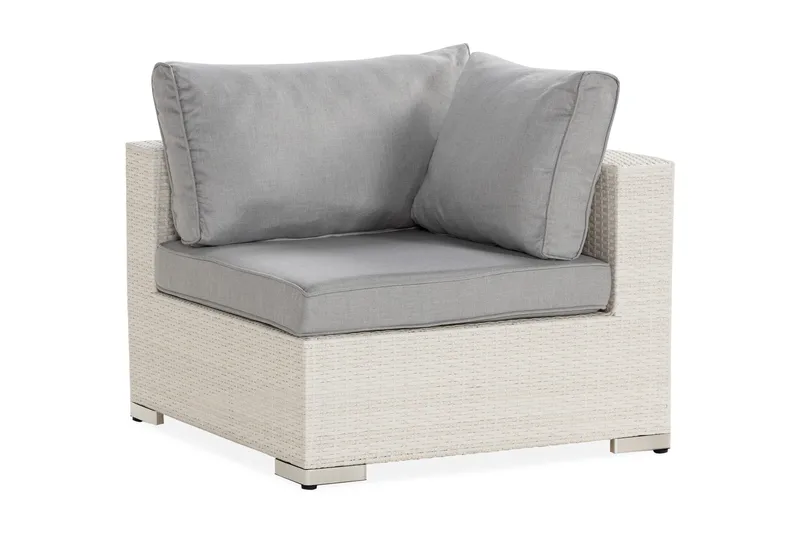 Bahamas Hörnmodul utomhus i konstrotting - Vit / Ljusgrå dynor - Utemöbler - Loungem öbler - Modulsoffa utomhus - Hörnmodul utesoffa