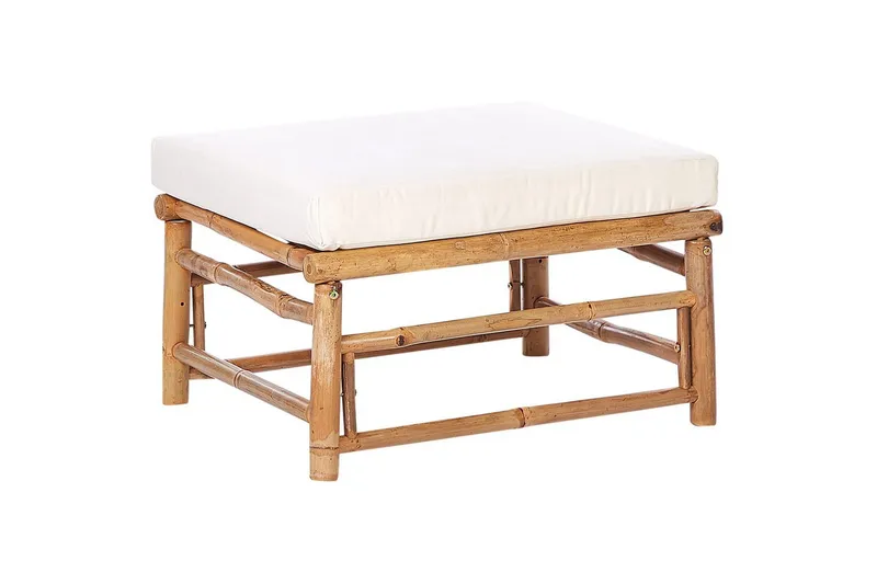 Trädgårdsfotpall Cerreto Vit/ljust trä - Vit/ljust trä - Utemöbler - Loungemöbler - Modulsoffa utomhus - Fotpall & pall utomhus