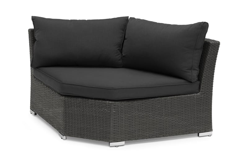 Wisconsin Hörndel Rund Konstrotting/Svart - Hillerstorp - Utemöbler - Loungemöbler - Modulsoffa utomhus - Hörnmodul utesoffa