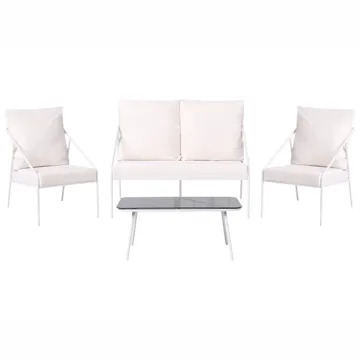 Soffgrupp utomhus med Bord 4-Sits Ustica - Vit/Svart - Utemöbler - Loungemöbler - Soffgrupp utomhus