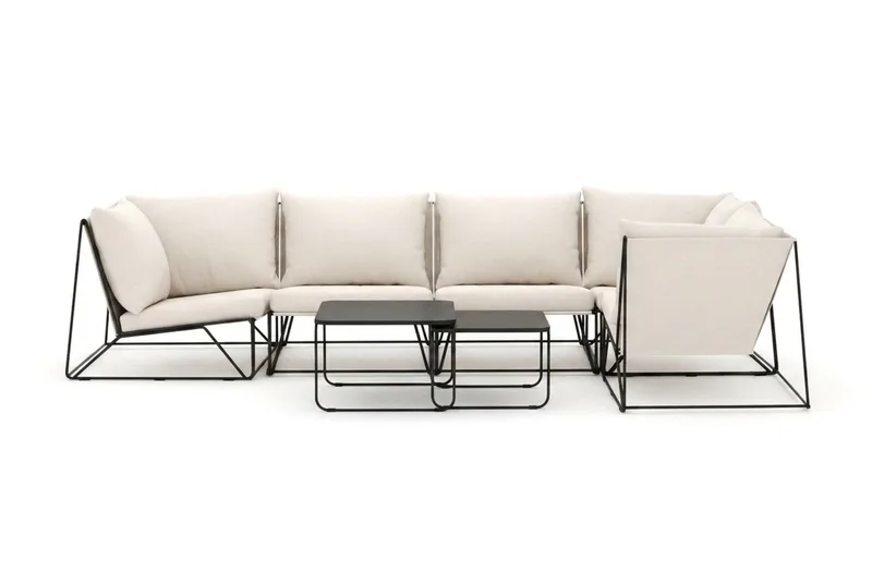Usteryd utomhus hörnsoffa 5-sits vändbar - Svart/Beige - Utemöbler - Loungemöbler - Soffgrupp utomhus