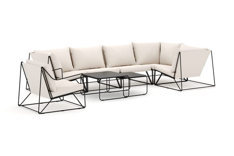 Usteryd utomhus hörnsoffa 6-sits vändbar med fåtölj, Svart/Beige