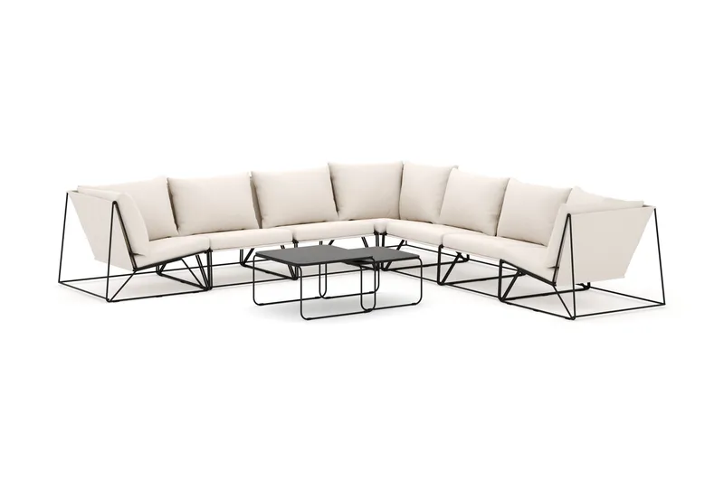 Usteryd utomhus hörnsoffa 7-sits vändbar - Svart/Beige - Utemöbler - Loungemöbler - Soffgrupp utomhus