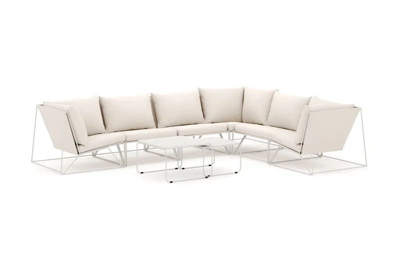 Usteryd utomhus L-soffa 6-sits vändbar - Beige/Beige - Utemöbler - Loungemöbler - Soffgrupp utomhus