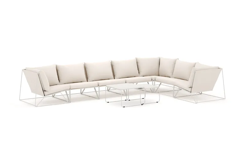 Usteryd utomhus L-soffa 7-sits vändbar - Beige/Beige - Utemöbler - Loungemöbler - Soffgrupp utomhus
