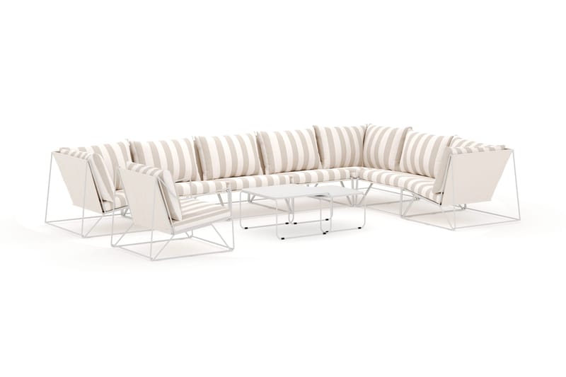 Usteryd utomhus L-soffa 8-sits vändbar med fåtölj, Beige/Striped