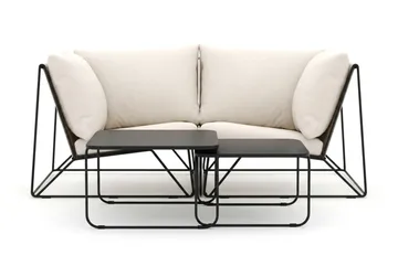 Usteryd utomhus rak 2-sits soffa - Svart/Beige - Utemöbler - Loungemöbler - Soffgrupp utomhus