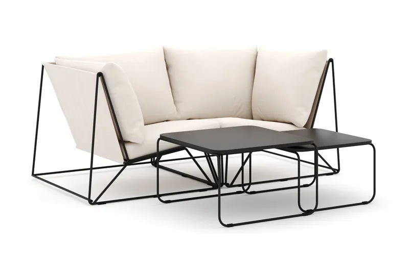 Usteryd utomhus rak 2-sits soffa - Svart/Beige - Utemöbler - Loungemöbler - Soffgrupp utomhus