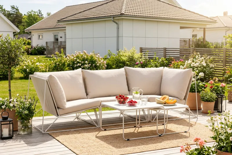Usteryd utomhus rak 3-sits soffa - Beige/Beige - Utemöbler - Loungemöbler - Soffgrupp utomhus