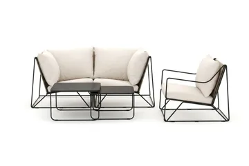 Usteryd utomhus rak 3-sits soffa med fåtölj - Svart/Beige - Utemöbler - Loungemöbler - Soffgrupp utomhus