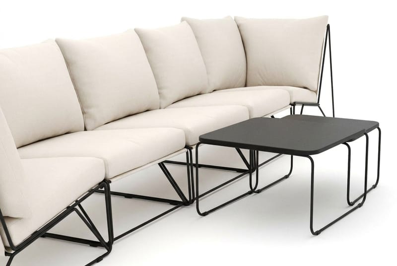 Usteryd utomhus rak 5-sits soffa - Svart/Beige - Utemöbler - Loungemöbler - Soffgrupp utomhus