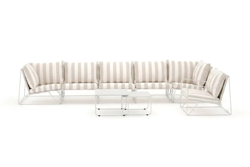 Usteryd utomhus rak 6-sits soffa med fåtölj - Beige/Striped - Utemöbler - Loungemöbler - Soffgrupp utomhus