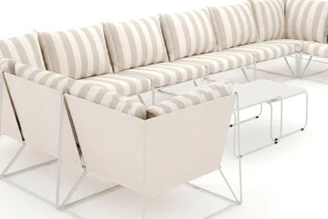 Usteryd utomhus U-soffa 10-sits med stängt avslut - Beige/Striped - Utemöbler - Loungemöbler - Soffgrupp utomhus