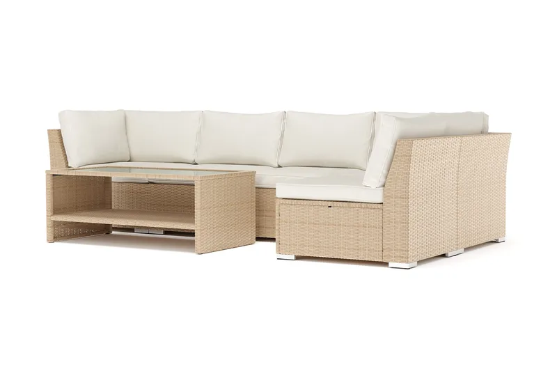 Wisconsin utomhus L-soffa 5-sits vändbar - Beige - Utemöbler - Loungemöbler - Soffgrupp utomhus