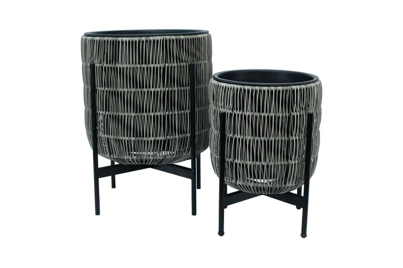 Wicker Blomkruka på stativ 30x30xH38 cm Grå - Utemöbler - Övrigt utemöbler - Tillbehör utomhus - Utomhuskrukor