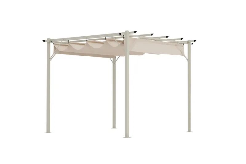 Loppes Pergola med skjutbart tak 3x3 m i stål - Beige - Utemöbler - Solskydd - Pergola