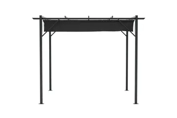 Loppes Pergola med skjutbart tak 3x3 m i stål - Svart - Utemöbler - Solskydd - Pergola