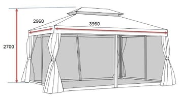 Utepaviljong SUNSET Paviljong 3x4 m - grå - Utemöbler - Solskydd - Paviljong - Komplett paviljong