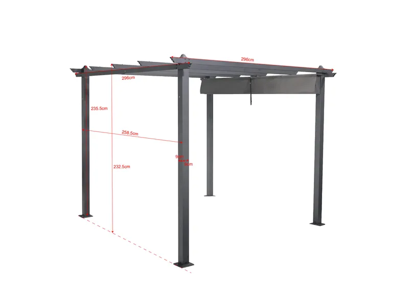 Porto Pergola 3x3 m i aluminium med tak för solskydd - Mörkgrå - Utemöbler - Solskydd - Pergola