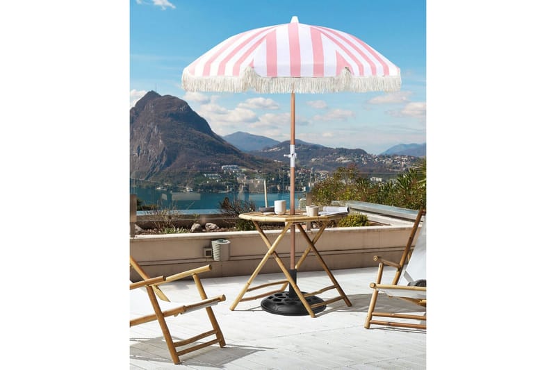 Teulon Parasoll 150 cm - Rosa/Vit/Ljusbrun - Utemöbler - Solskydd - Parasoll - Balkongparasoll