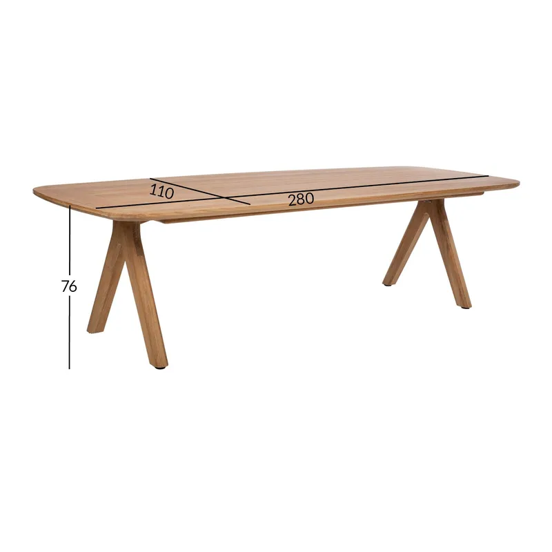 Bord Roca 280x110x76 cm teak - Teak - Utemöbler - Utebord & trädgårdsbord - Matbord utomhus