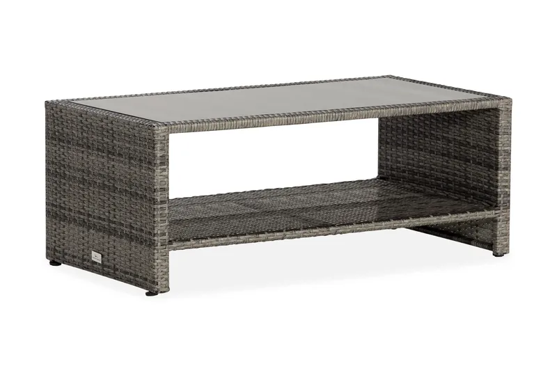 Bahamas Loungbord och Soffbord med hylla Utomhus 113 cm Konstrotting Glas, Grå