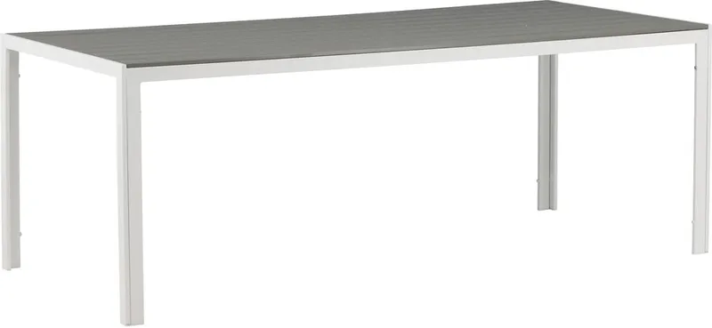 Matbord 205x90 cm | Rektangulärt | Grå polywood & vit aluminium