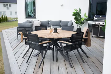 Mexico Matbord Utomhus Rund 140 cm Brun/Svart - Venture Home - Utemöbler - Utebord & trädgårdsbord - Matbord utomhus