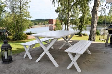 Matgrupp Scottsdale 150 cm + 2 Bänkar 140 cm Vit - KWA - Utemöbler - Utebord & trädgårdsbord - Picknickbord & bänkbord