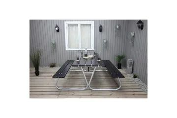 Picknickbord Stabil Metall Utan Ryggstöd - Svart - Utemöbler - Utebord & trädgårdsbord - Picknickbord & bänkbord
