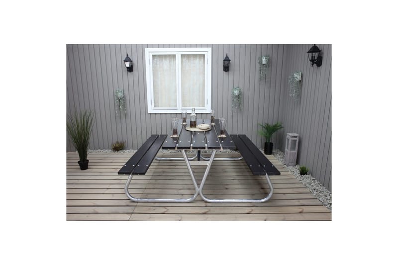 Picknickbord Stabil Metall Utan Ryggstöd - Svart - Utemöbler - Utebord & trädgårdsbord - Picknickbord & bänkbord