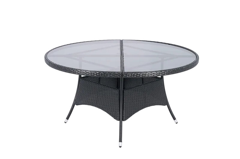 Runt utematbord med härdat glas | Ø150 cm | Tylösand svart