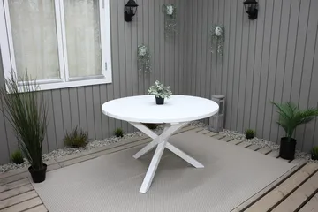 Trädgårdsbord Scottsdale Round Vit Ø 112 cm - Vit - Utemöbler - Utebord & trädgårdsbord - Matbord utomhus
